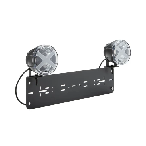 Rinkinys: Numerio laikiklis + 2x LED X-Type 5 Colių AMBER Žibintai + Laidų rinkinys + Dangteliai | ECE sertifikuota